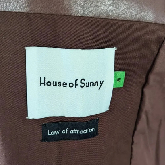 New House of Sunny Chocolate Brown Trench Coat Long Line TikTok Size Medium - Picture 4 of 16